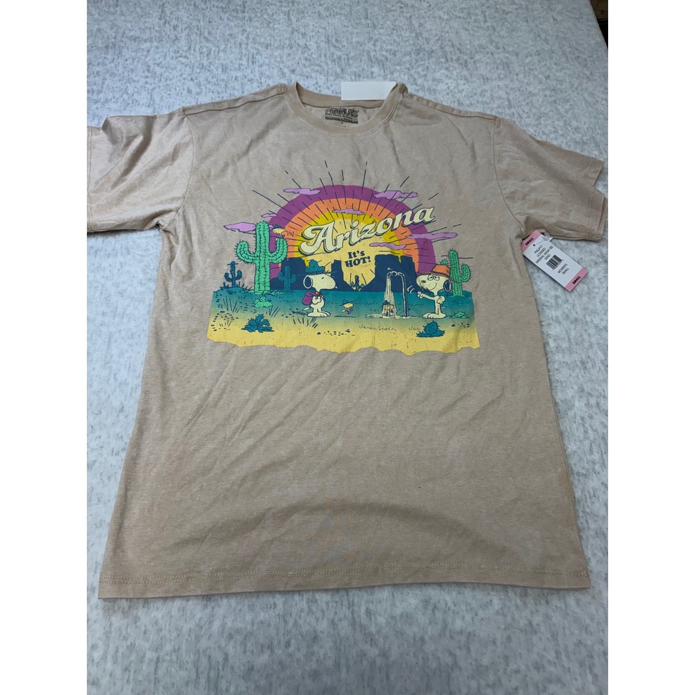 Peanuts Snoopy Arizona Graphic Tee Sand Mineral Wash T-Shirt Women Small PNSJFY7